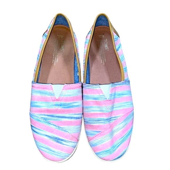 Toms pink striped loafers size 11 - Picture 3 of 7